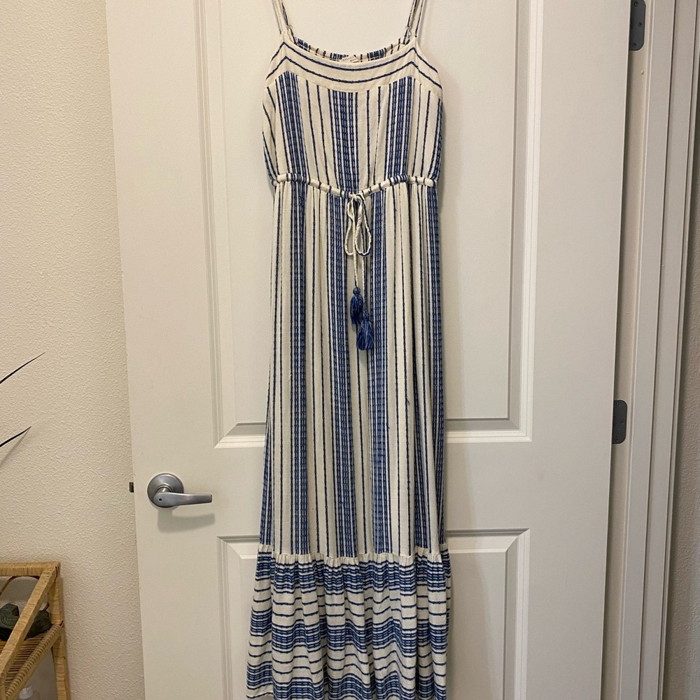 Striped Blue and White Maxi Dress